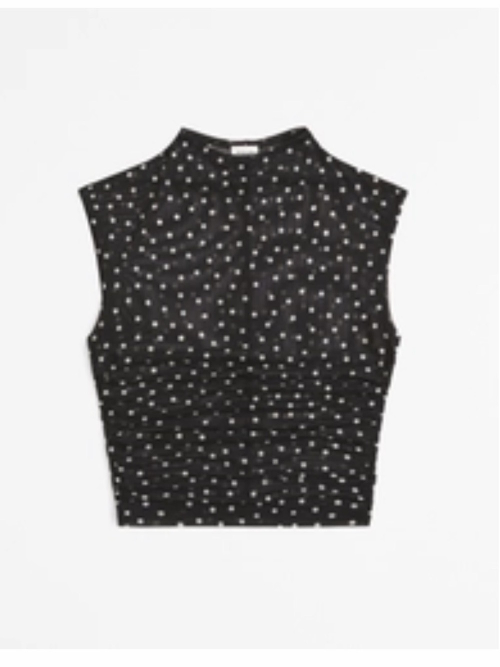 Abercrombie Paloma mesh top Black Polka Dot Ruched